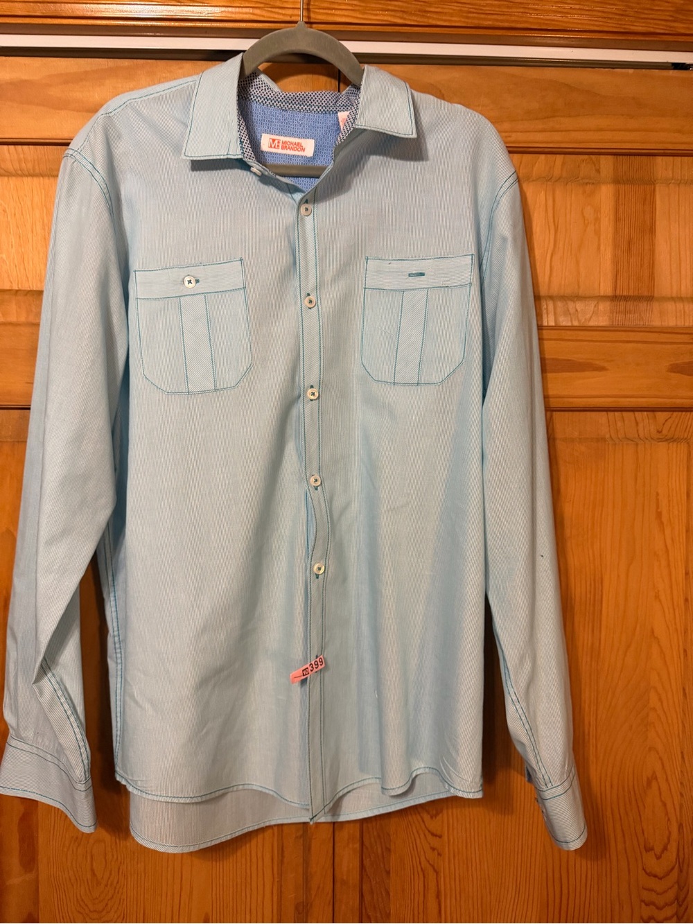 Michael Brandon Light Blue Casual Long-Sleeve Button-Down Shirt